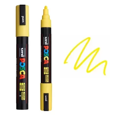 Marcador permanente Uni POSCA amarelo com desenho de traço amarelo