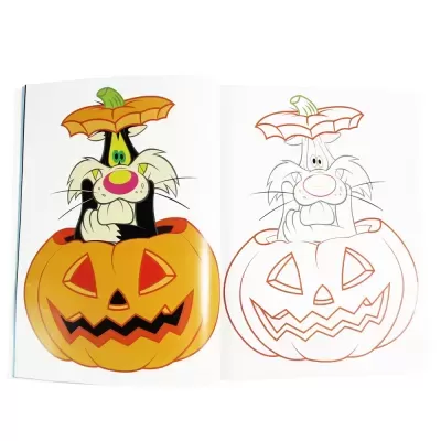 Livro de ilustrações de coelho em abóbora para colorir