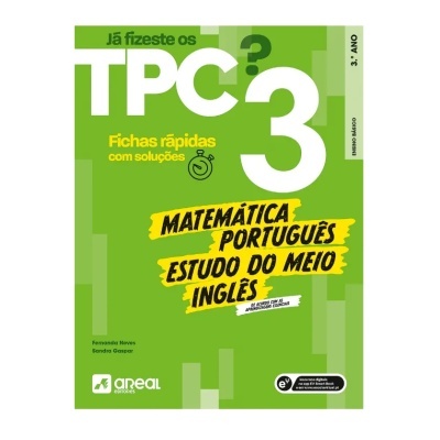 Capa de livro escolar verde para o 3.º ano com títulos de várias disciplinas