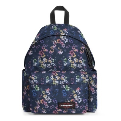 Mochila azul escuro com padrão floral colorido da Eastpak