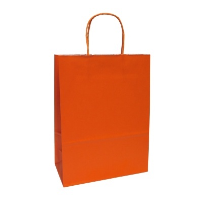 Saco de papel laranja com alças