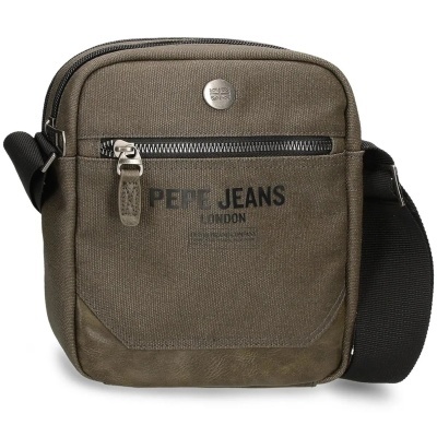Mala de ombro Pepe Jeans London castanha com fecho e correia preta