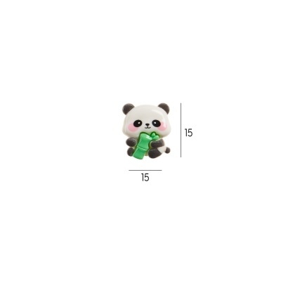 Pendente em forma de panda colorido com bambu, 15x15 mm