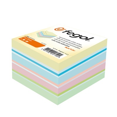Bloco de notas adesivas em cores pastel com embalagem e código de barras