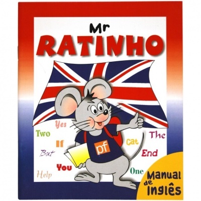 Capa de manual de inglês com rato cartoon e bandeira do Reino Unido