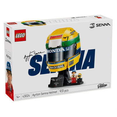 Caixa de LEGO capacete Ayrton Senna 931 peças e minifigura