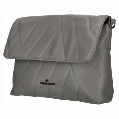 Mala de mão cinzenta com padrão de costuras e logótipo ENRICO BENETTI