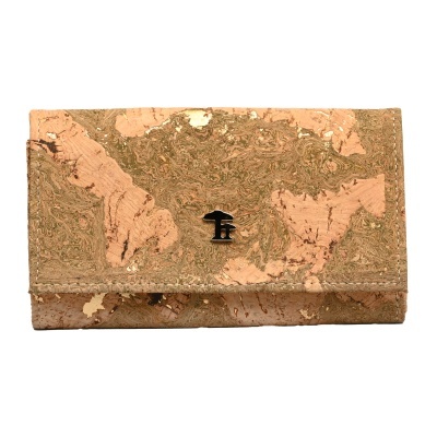 Carteira retangular de cortiça com logótipo preto no centro