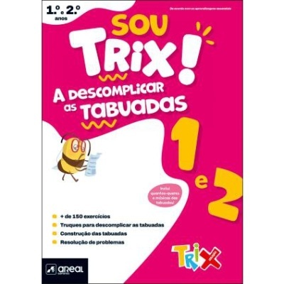 Capa de livro para 1º e 2º anos com abelha e título Sou Trix, fundo rosa e branco