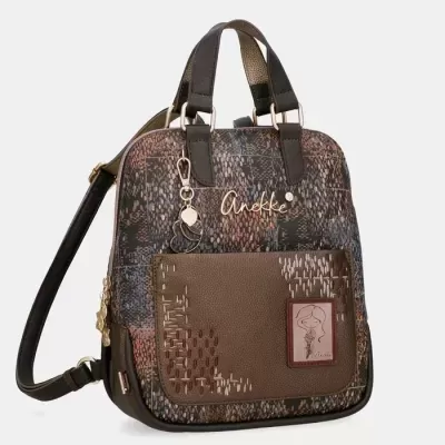 Mochila feminina Anekke castanha com bolso frontal e alças ajustáveis