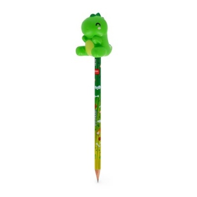 Lápis com apontador de dinossauro verde