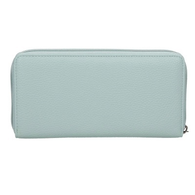 Carteira azul claro em pele sintética com fecho zip