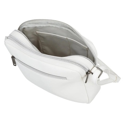 Mala branca com fecho e bolso exterior