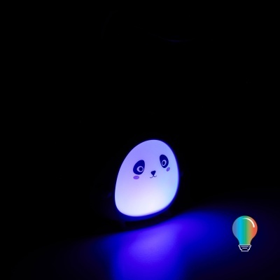 Luz de noite azul em forma de panda com rosto desenhado
