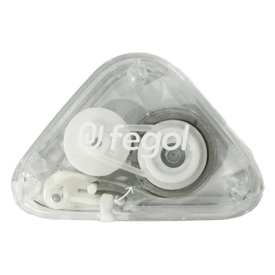 Corrector em fita Fegol, estojo transparente triangular com mecanismo branco