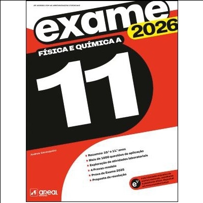 Capa de livro de Física e Química A para 11º ano, exame 2026