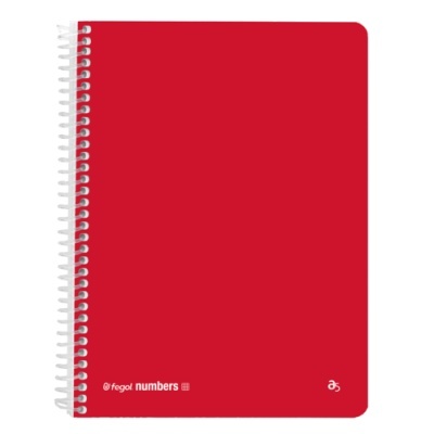 Caderno espiral vermelho Fegal numbers A5 capa rígida plástico