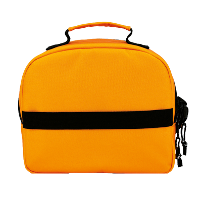 Bolsa alaranjada com alça e faixa preta