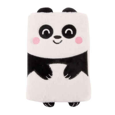 Estojo felpudo com padrão de panda sorridente