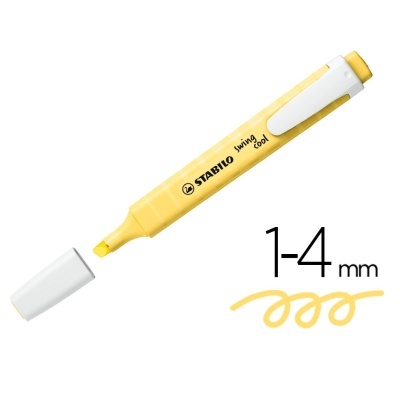 Marcador marca-texto amarelo STABILO Swing Cool com tampa branca removida