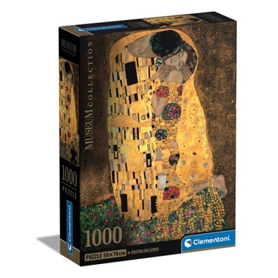 Caixa de puzzle Clementoni com imagem da obra O Beijo de Gustav Klimt
