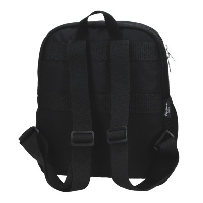 Mochila preta com alças ajustáveis e etiqueta Pepe Jeans LONDON
