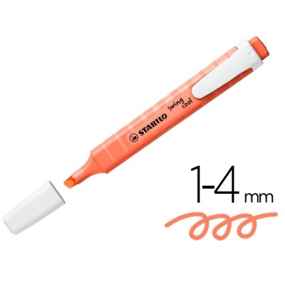 Marcador cor de coral STABILO swing cool com tampa branca e ponta chata