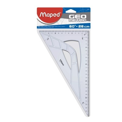 Conjunto de esquadros Maped Geometry com 60° e 26 cm em plástico branco transparente