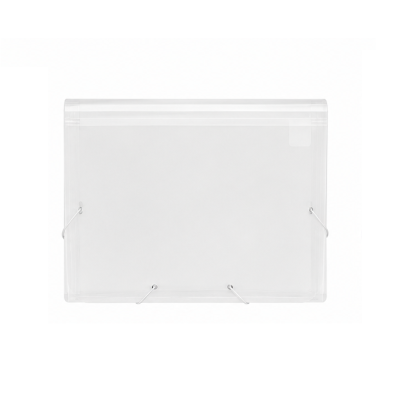 Pasta organizadora transparente com fecho elástico branco