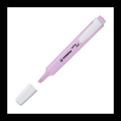 Marcador marcador Stabilo cor-de-rosa com tampa branca removida