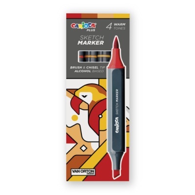 Marcadores de desenho Carioca Plus com pontas brush e chisel em embalagem colorida