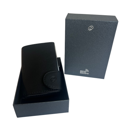 Carteira preta com caixa preta RFID secure