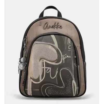 Mochila Anekke em castanho e preto com padrão abstrato