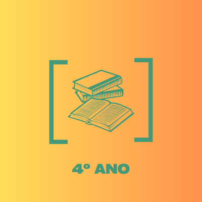 Ilustração de livros e texto 4º ANO em fundo laranja