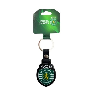 Porta-chaves SCP Sporting Portugal com argola metálica e cartão verde