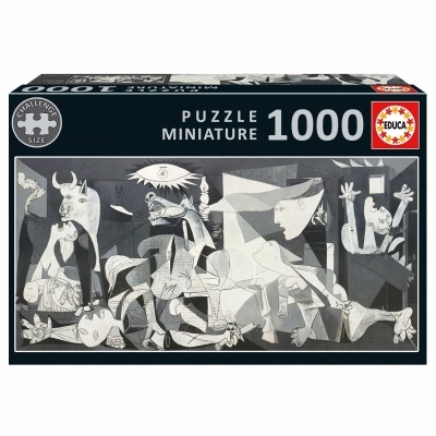 Caixa de puzzle 1000 peças com imagem de Guernica em cinza.