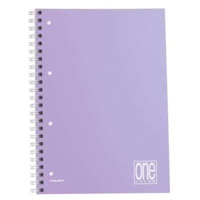 Caderno espiral lilás com texto one COLOR na capa