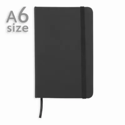 Caderno preto A6 com fecho elástico e marcador
