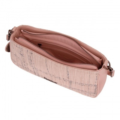 Bolsa feminina retangular rosa claro com fecho de correr