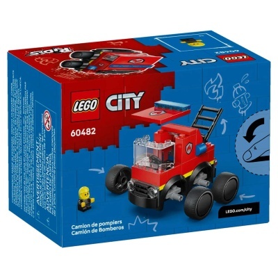 Caixa Lego City 60482 com conjunto de camião de bombeiros vermelho e mini figura amarela