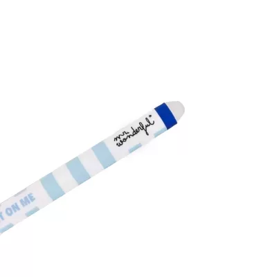 Marcador de giz branco e azul com texto mr. wonderful