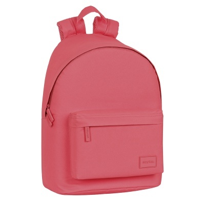 Mochila cor-de-rosa simples com bolso frontal e alças acolchoadas