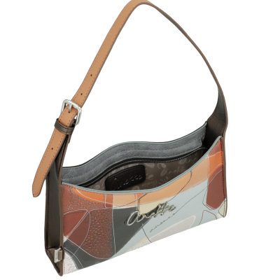 Mala de mão Anekke com padrão geométrico e alça castanha ajustável