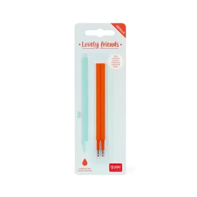 Estojo de recargas para caneta Lovely Friends com recargas laranja em embalagem branca