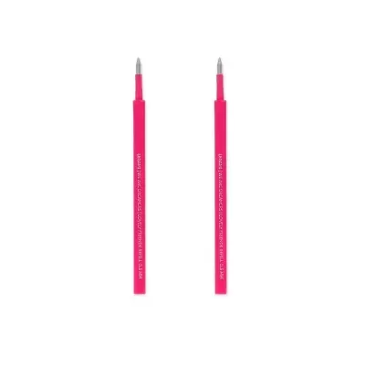 Dois lápis de cor rosa com pontas de grafite e texto branco no corpo, sobre fundo branco