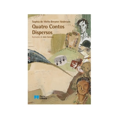Capa do livro 'Quatro Contos Dispersos' com ilustrações e título visíveis