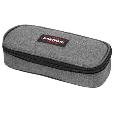 Estojo cinzento com fecho e etiqueta EASTPAK