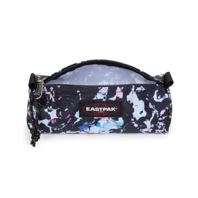 Estojo escolar multicolorido com logo EASTPAK em etiqueta