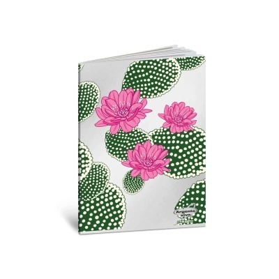 Caderno com capa rígida floral em branco, rosa e verde