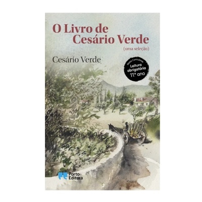 Capa de livro 'O Livro de Cesário Verde' com ilustração de paisagem rural